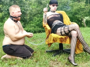 Beth Kinky - Goth Domina Take Cigarette Outdoor Serviced Out By Her Pt2