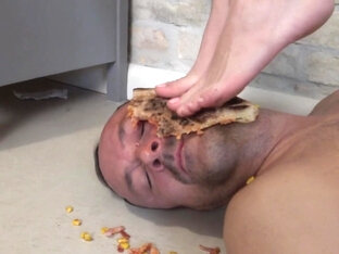 I trample a pizza on his face! Terror teenie sock face jumping and pizza face trampling! by Femdom Austria