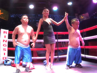 Midget boxing in Thailand lead to sex with the sexy Asian ring girl