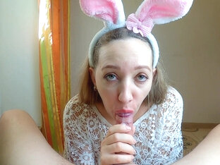 Horny Bunny Sucks The Soul Out Of Older Man Deepthroat & Throatpie I Cum In Mouth