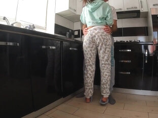 My Roommate Sees Me Gets Horny And Fucks Me In The Kitchen!