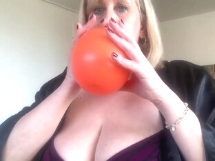 Balloon Fetish. Big Tit Mature Balloon Blowing And Popping